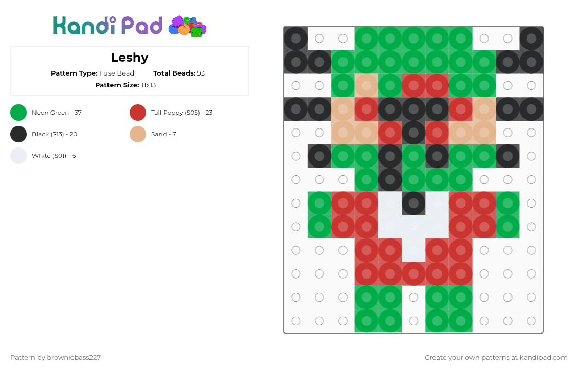 Leshy - Fuse Bead Pattern by browniebass227 on Kandi Pad - green,red,leshy,cult of the lamb,cotl