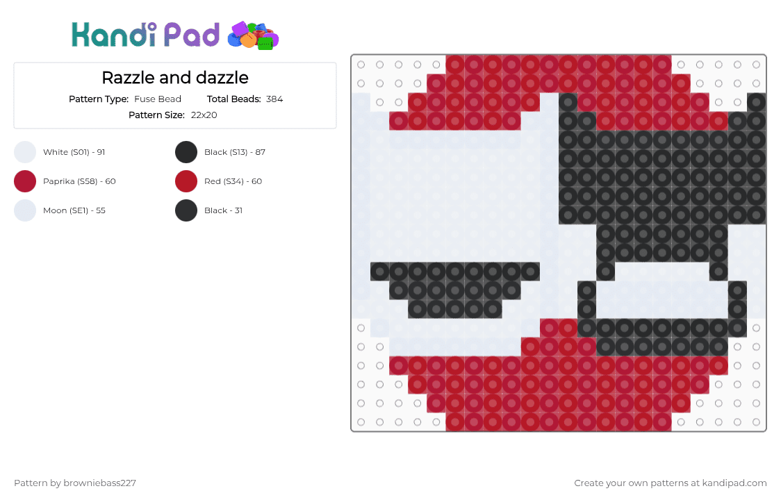 Razzle and dazzle - Fuse Bead Pattern by browniebass227 on Kandi Pad - white,red,rnd,dandys world,dw,tragedy and comedy masks