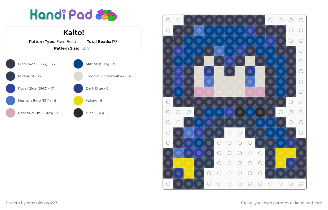 Kaito! - Fuse Bead Pattern by browniebass227 on Kandi Pad - purple,blue,vocaloid,kaito,vocaloid kaito