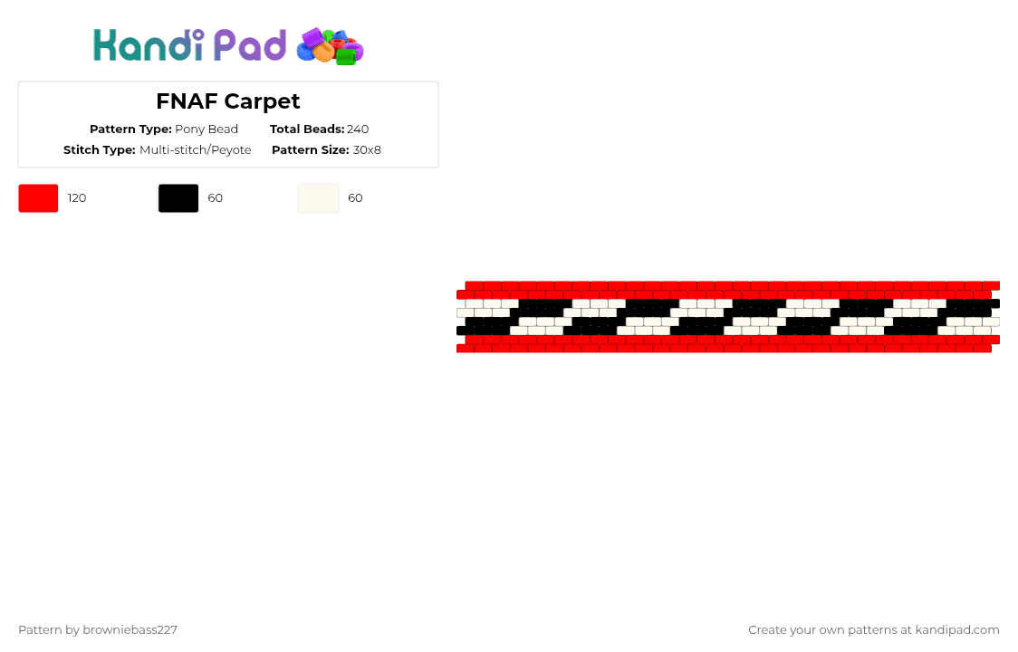 FNAF Carpet - Pony Bead Pattern by browniebass227 on Kandi Pad - red,white,checker pattern,carpet,pizzeria,pizza,fnaf,5 nights at freddys,five nights
