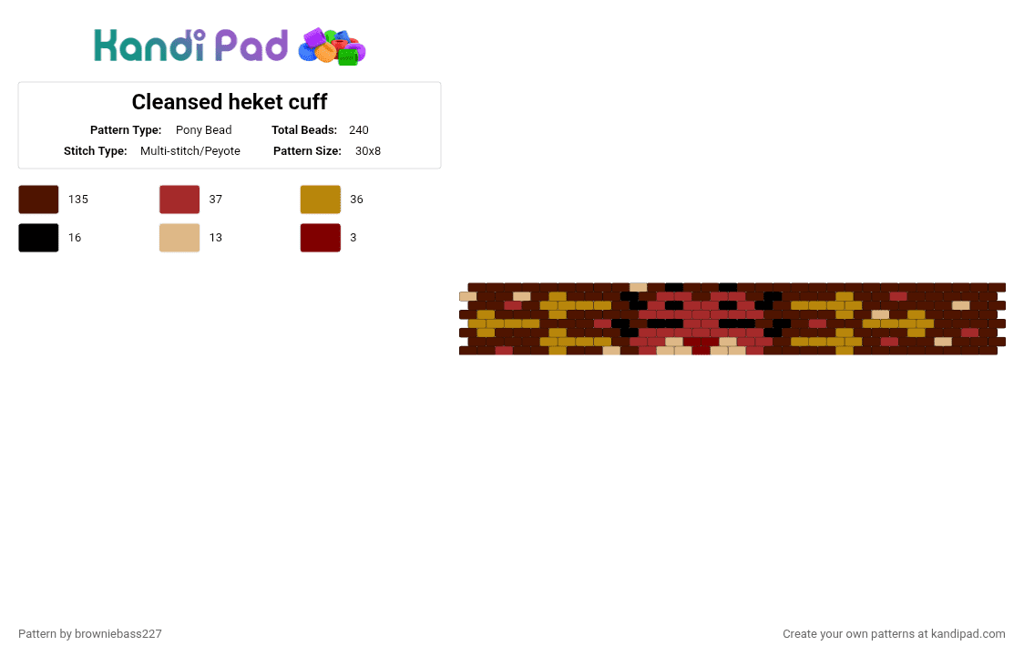 Cleansed heket cuff - Pony Bead Pattern by browniebass227 on Kandi Pad - brown,heket,cotl,cult of the lamb