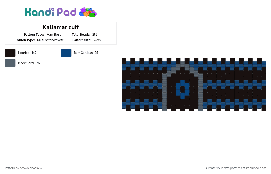 Kallamar cuff - Pony Bead Pattern by browniebass227 on Kandi Pad - blue, cotl, crown, cult of the lamb, gaming, video game