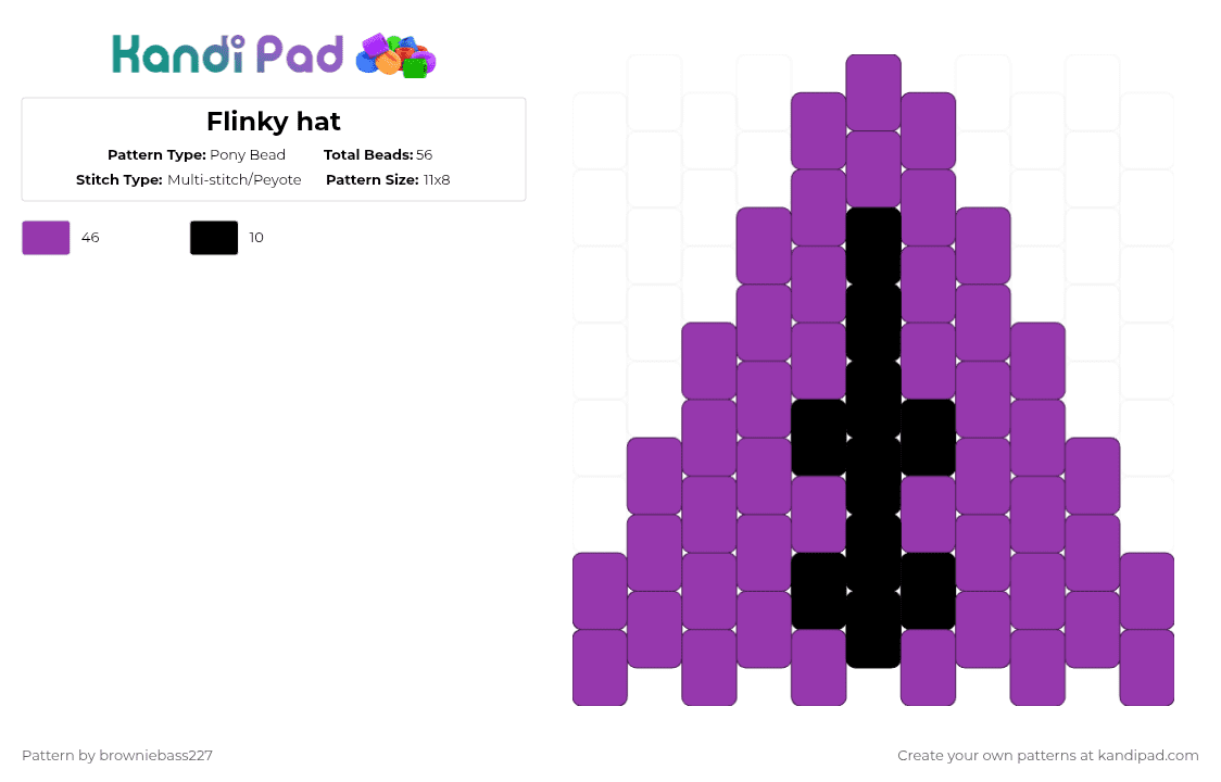 Flinky hat - Pony Bead Pattern by browniebass227 on Kandi Pad - cotl, crown, cult of the lamb, flinky, hat, pink, video game
