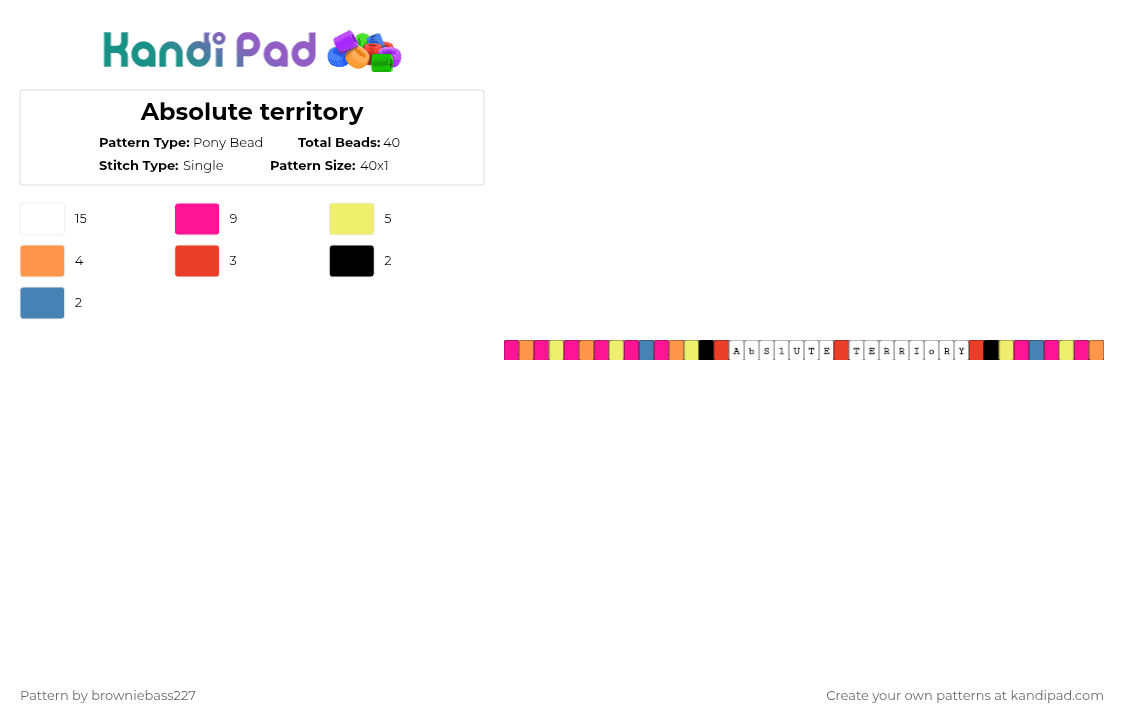 Absolute territory Ken ashcorp - Pony Bead Pattern by browniebass227 on Kandi Pad - yellow,pink,song,absolute territory,song single,album,ken ashcorp