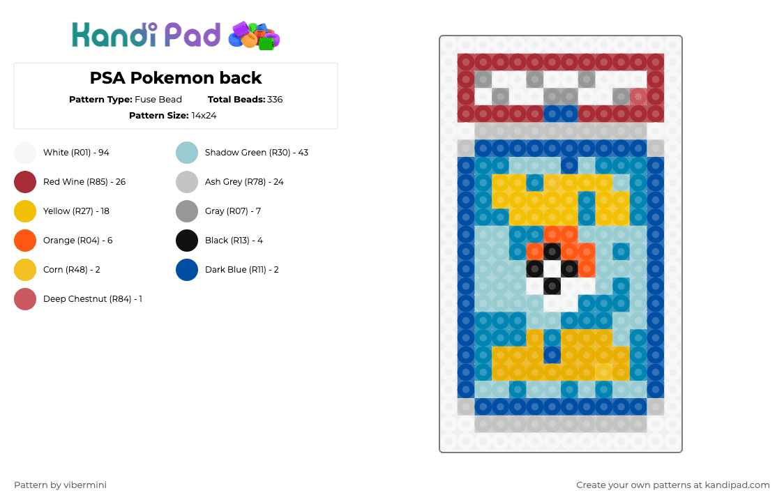 PSA Pokemon back - Fuse Bead Pattern by vibermini on Kandi Pad - blue,light blue