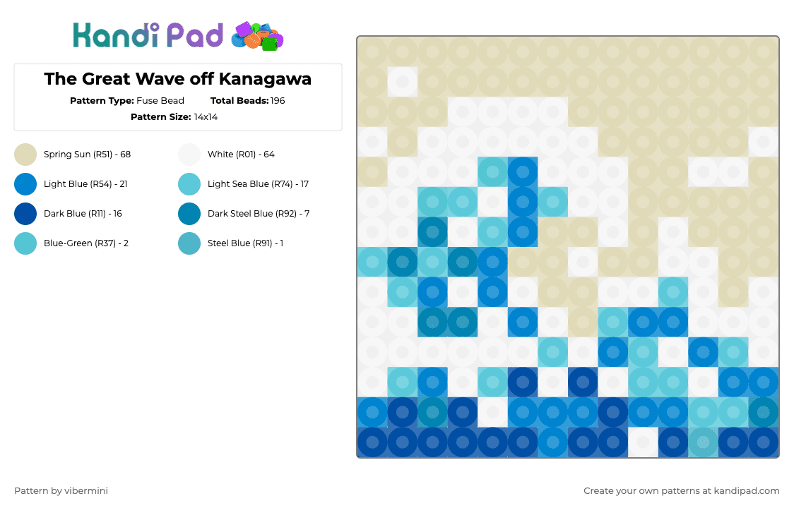 The Great Wave off Kanagawa - Fuse Bead Pattern by vibermini on Kandi Pad - beige