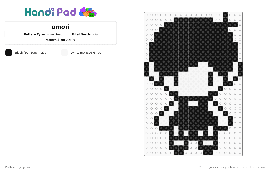 omori - Fuse Bead Pattern by -janus- on Kandi Pad - black