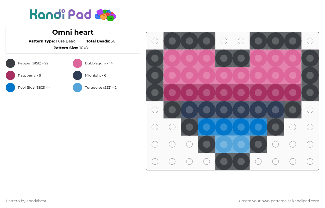 Omni heart - Fuse Bead Pattern by al3x_aka_donnie on Kandi Pad - pink