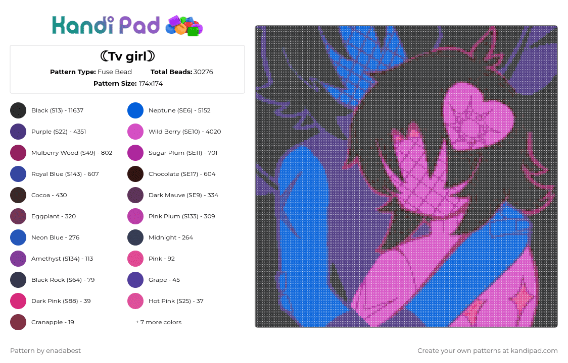 ☾Tv girl☽ - Fuse Bead Pattern by al3x_aka_donnie on Kandi Pad - green