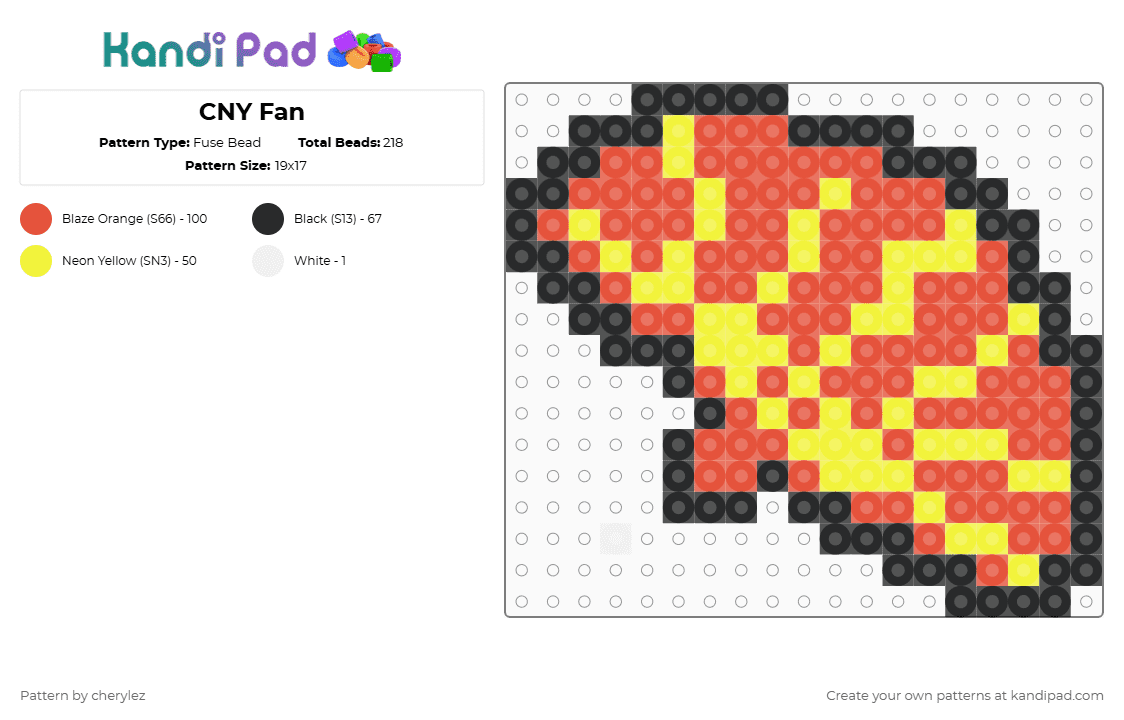 CNY Fan - Fuse Bead Pattern by cherylez on Kandi Pad - yellow,red