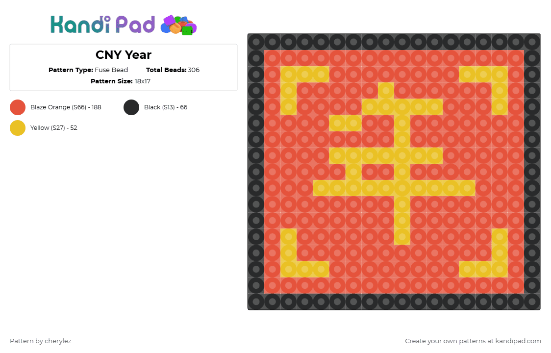 CNY Year - Fuse Bead Pattern by cherylez on Kandi Pad - red
