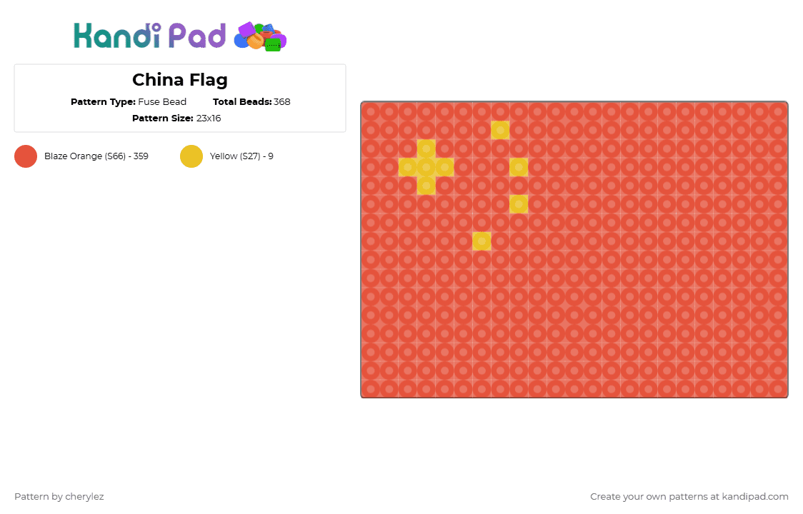 China Flag - Fuse Bead Pattern by cherylez on Kandi Pad - red