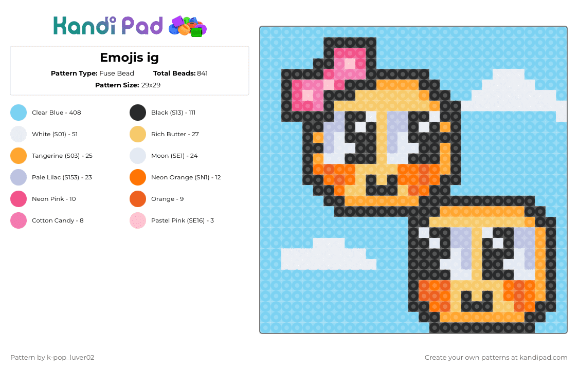 Emojis ig - Fuse Bead Pattern by k-pop_luver02 on Kandi Pad - light blue