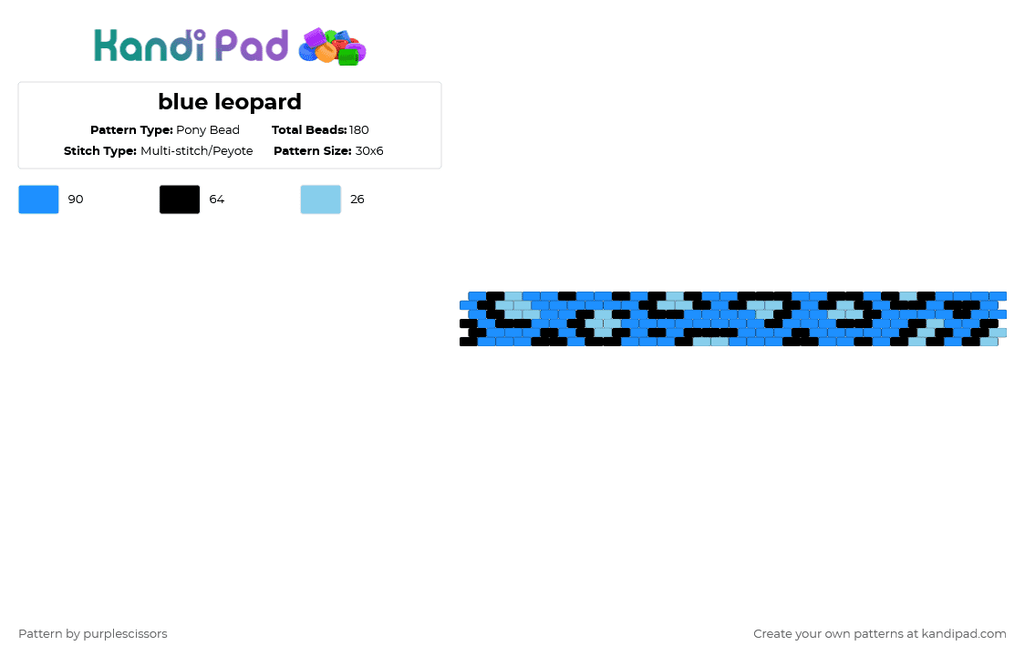 blue leopard - Pony Bead Pattern by purplescissors on Kandi Pad - light blue,black
