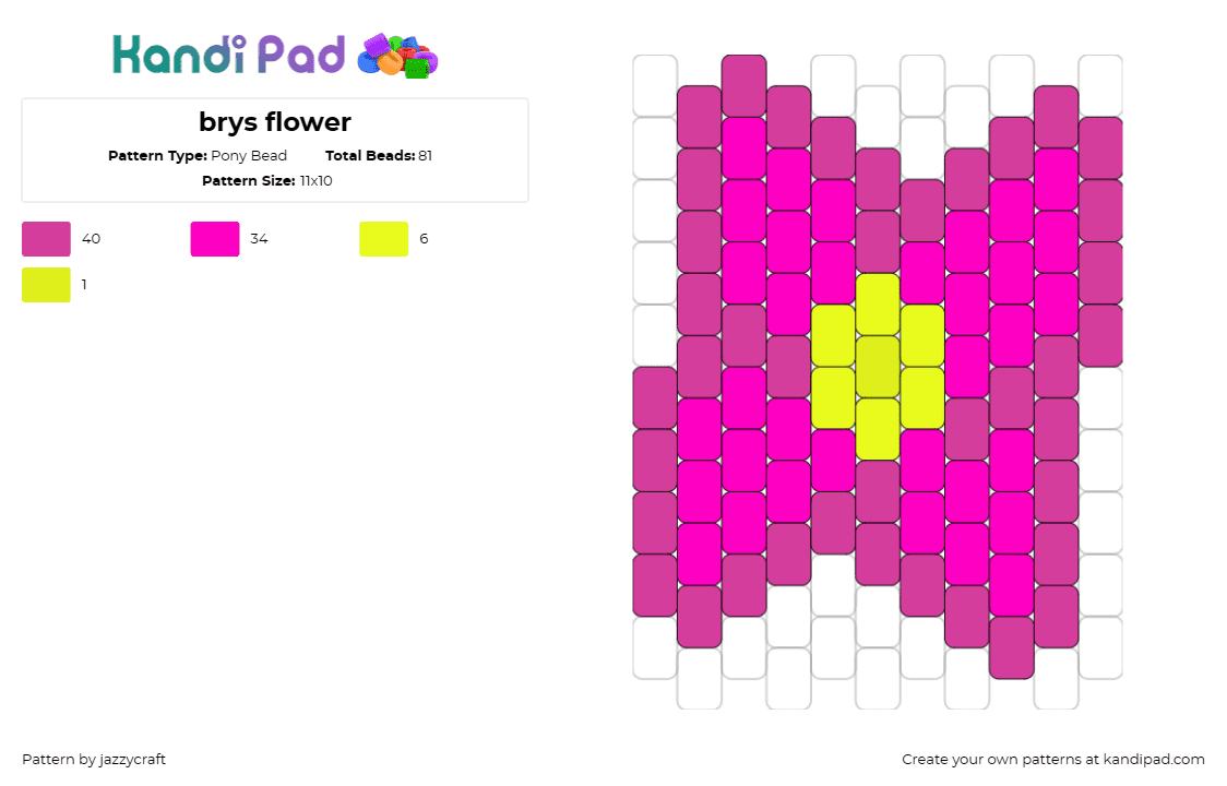 brys flower - Pony Bead Pattern by jazzycraft on Kandi Pad - flower,blooming,cheerful,nature,radiant,pink