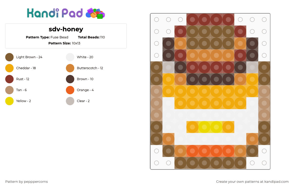 sdv-honey - Fuse Bead Pattern by pepppercorns on Kandi Pad - tan,orange,stardew valley