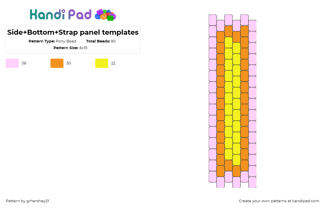 Side+Bottom+Strap panel templates - Pony Bead Pattern by grhershey21 on Kandi Pad - strap,bag,panel,template,soft palette,pink,yellow