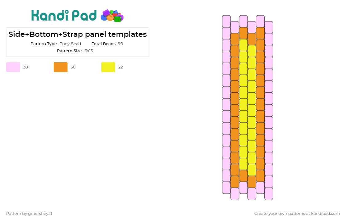 Side+Bottom+Strap panel templates - Pony Bead Pattern by grhershey21 on Kandi Pad - strap,bag,panel,template,versatile,accessory,soft palette,pink,yellow