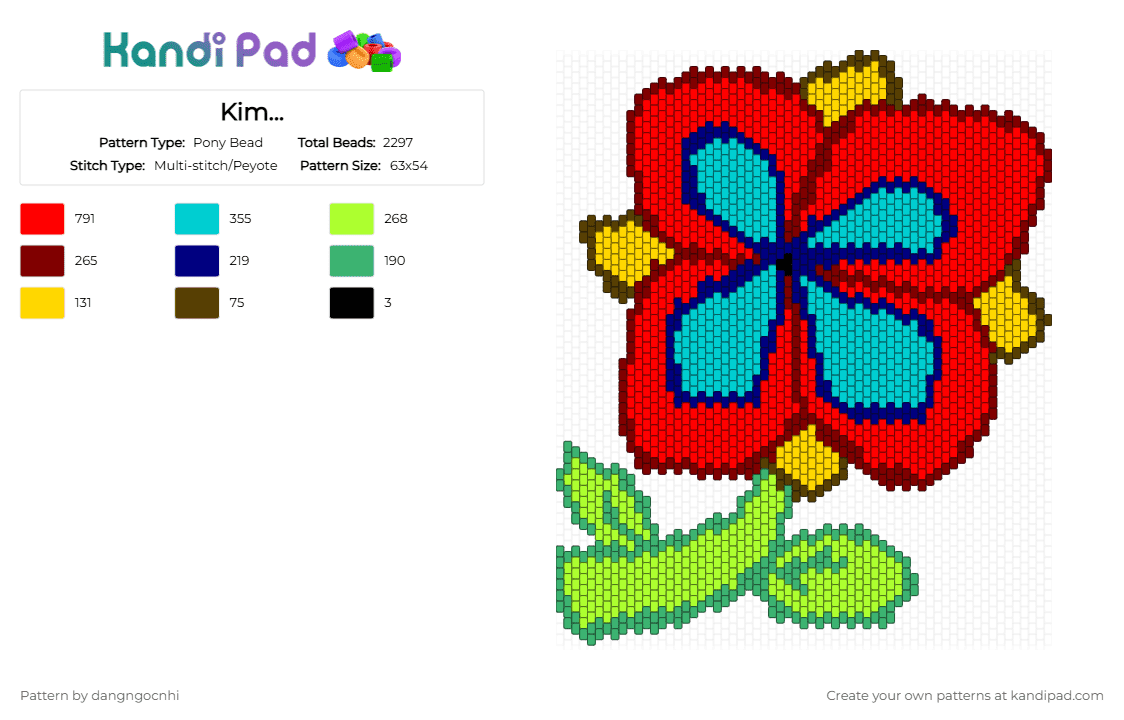 Kim... - Pony Bead Pattern by dangngocnhi on Kandi Pad - green, light blue, red