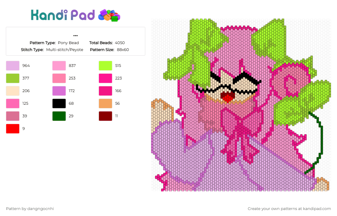 ... - Pony Bead Pattern by dangngocnhi on Kandi Pad - pink,green