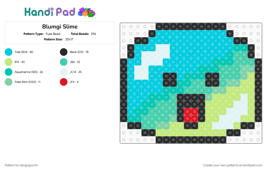 Blumgi Slime - Fuse Bead Pattern by dangngocnhi on Kandi Pad - cotdslimy, light blue, teal