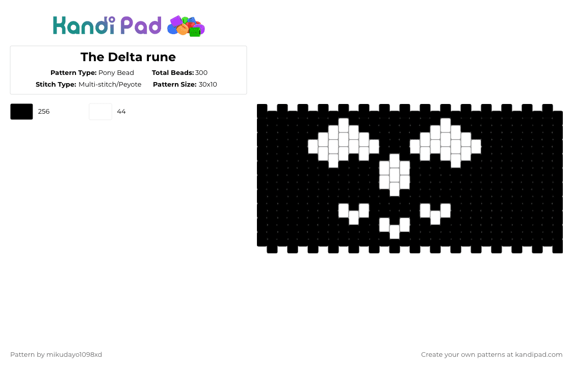 The Delta rune - Pony Bead Pattern by mikudayo1098xd on Kandi Pad - black