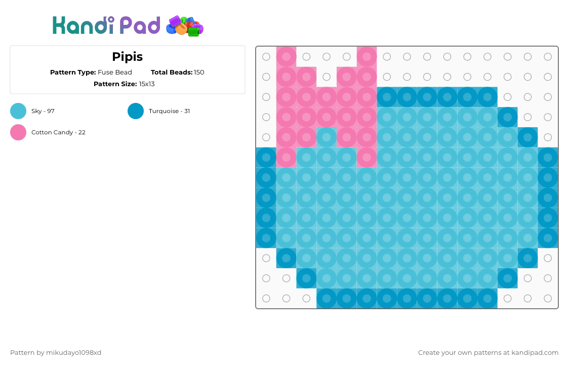 Pipis - Fuse Bead Pattern by mikudayo1098xd on Kandi Pad - light blue