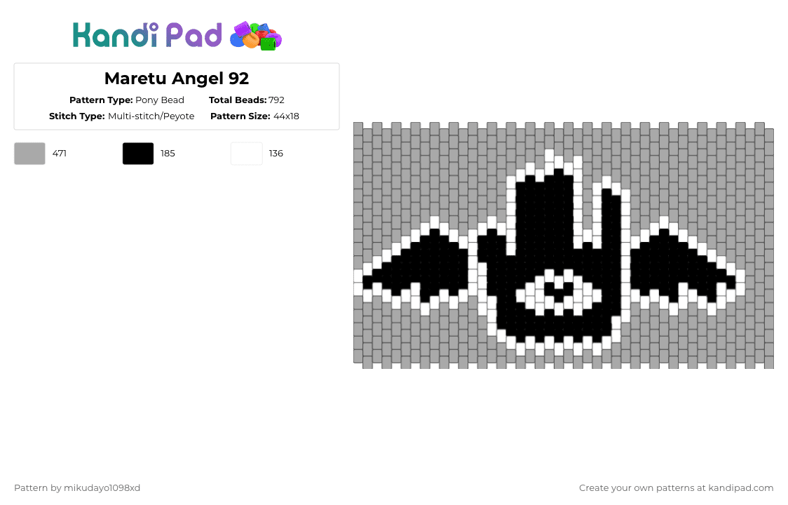 Maretu Angel 92 - Pony Bead Pattern by mikudayo1098xd on Kandi Pad - beige,maretu,hatsune miku,vocaloid