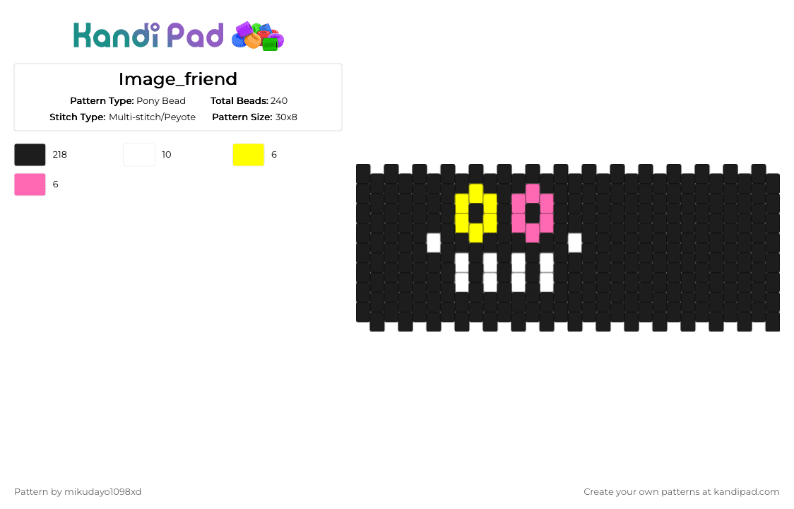 Image_friend - Pony Bead Pattern by mikudayo1098xd on Kandi Pad - black,yellow,pink,deltarune,friend
