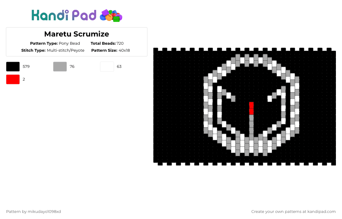 Maretu Scrumize - Pony Bead Pattern by mikudayo1098xd on Kandi Pad - black,beige,maretu,scrumize,vocaloid,hatsune miku,miku