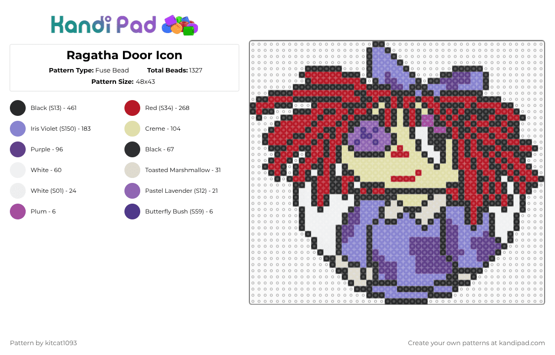 Ragatha Door Icon - Fuse Bead Pattern by kitcat1093 on Kandi Pad - blue,red,ragatha,amazing digital circus,tadc