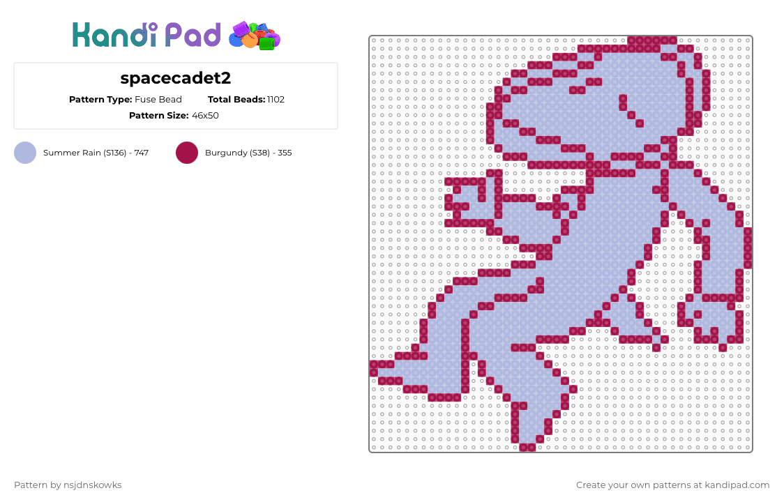 spacecadet2 - Fuse Bead Pattern by nsjdnskowks on Kandi Pad - pink
