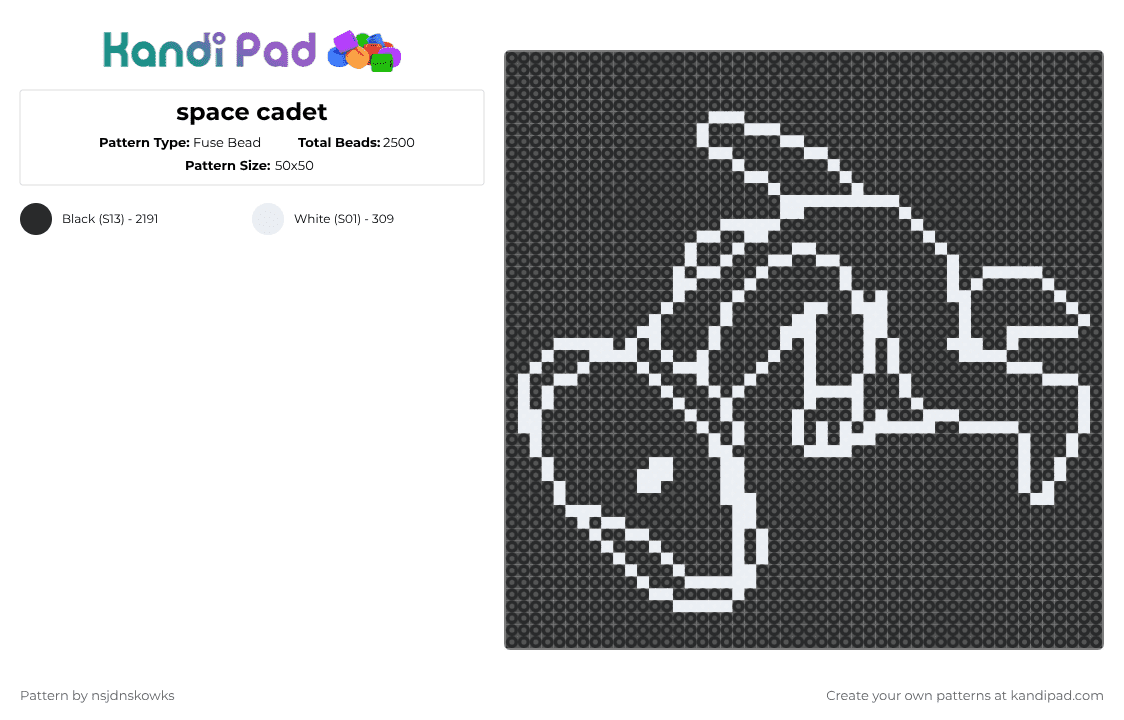 space cadet - Fuse Bead Pattern by nsjdnskowks on Kandi Pad - black,car seat headrest,how to leave town,space cadet,will toledo