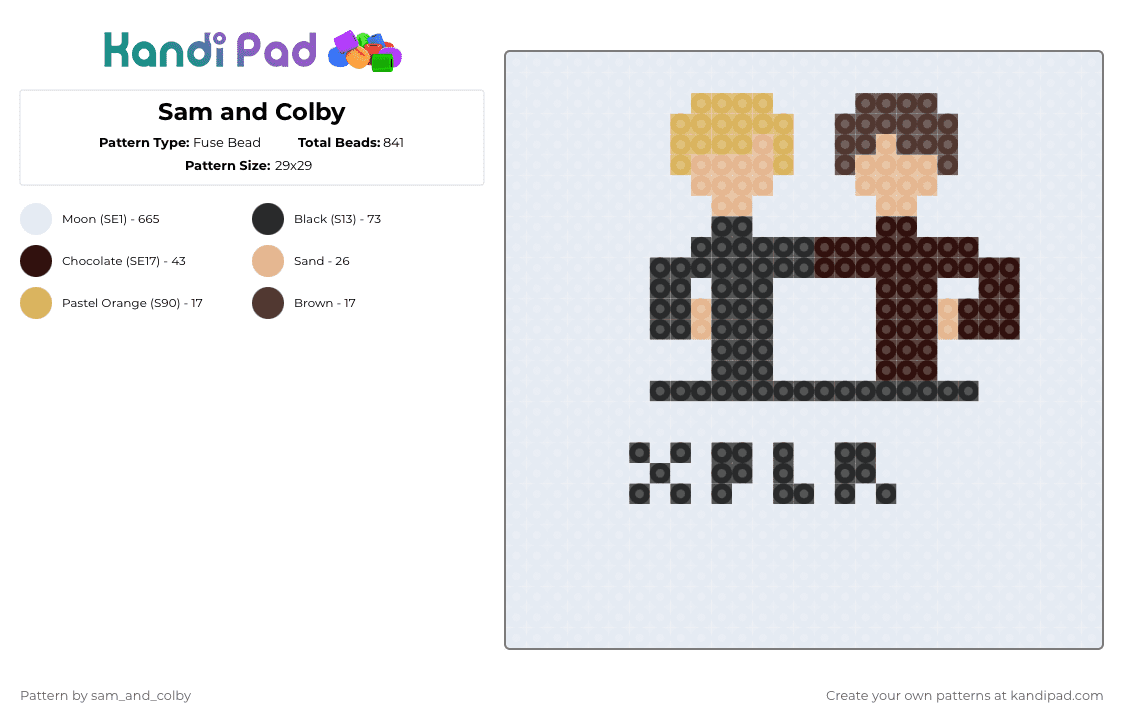 Sam and Colby - Fuse Bead Pattern by sam_and_colby on Kandi Pad - white,brown