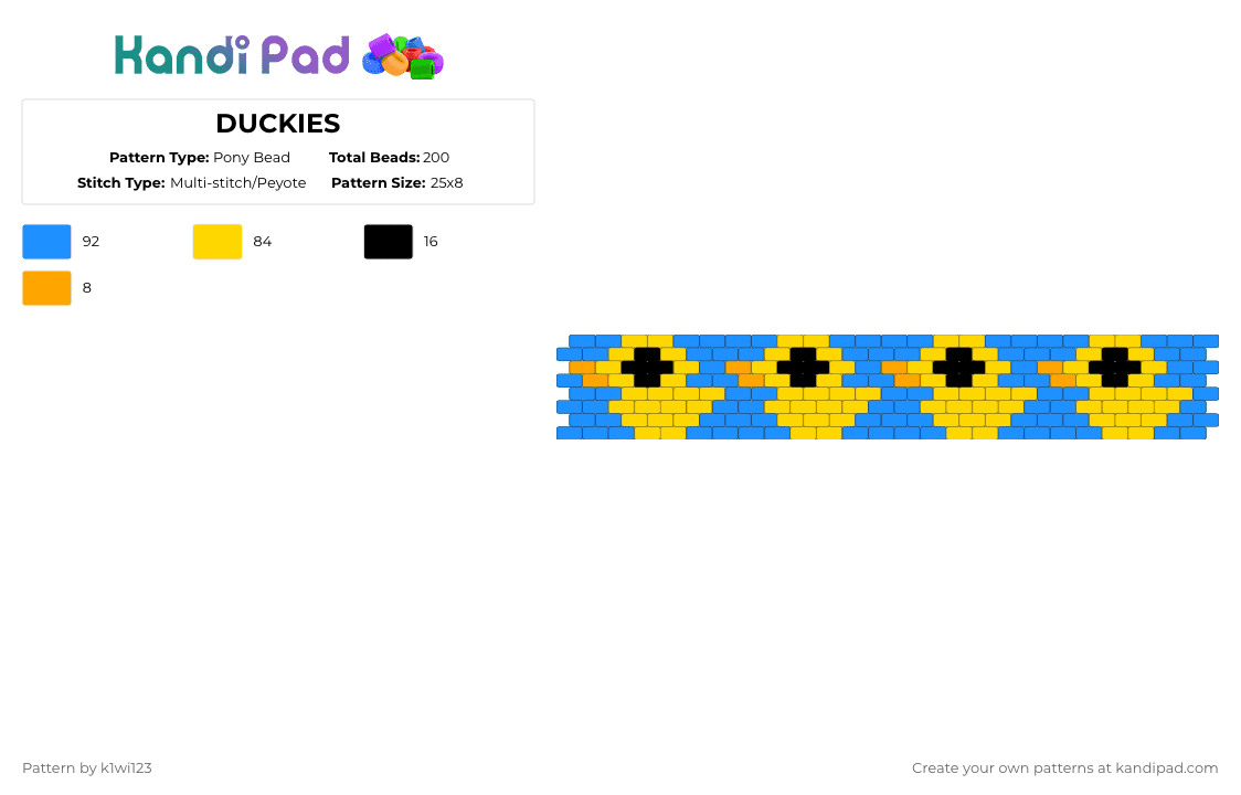 DUCKIES - Pony Bead Pattern by k1wi123 on Kandi Pad - light blue,yellow