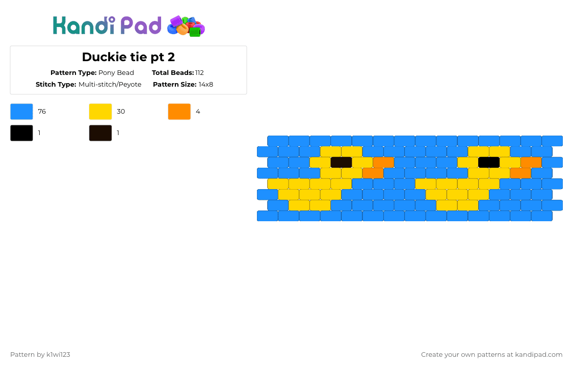 Duckie tie pt 2 - Pony Bead Pattern by k1wi123 on Kandi Pad - light blue