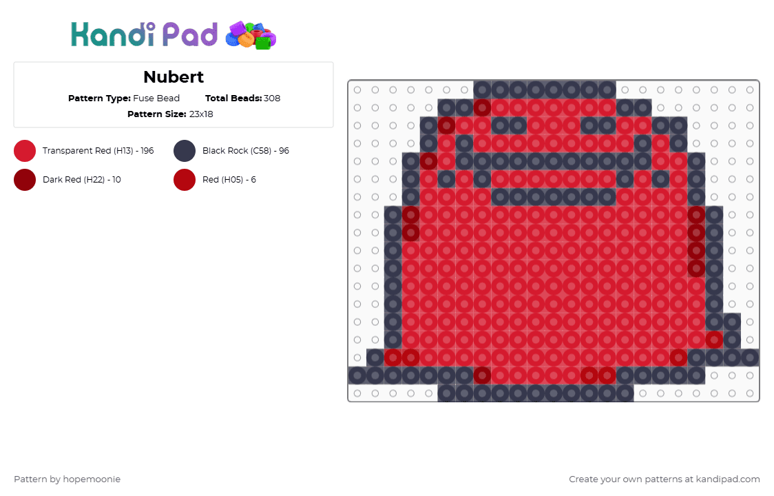 Nubert - Fuse Bead Pattern by hopemoonie on Kandi Pad - purple,red,deltarune,nubert,chapter 2,undertale,toby fox