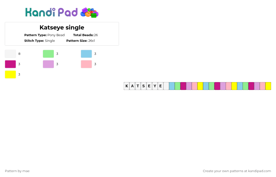 Katseye single - Pony Bead Pattern by mae on Kandi Pad - hybe, katseye, kpop, pink