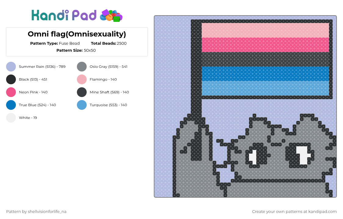 Omni flag(Omnisexual) - Fuse Bead Pattern by mae on Kandi Pad - gray,pink,pride,sexuality,omni,blue,black,cat,kitty