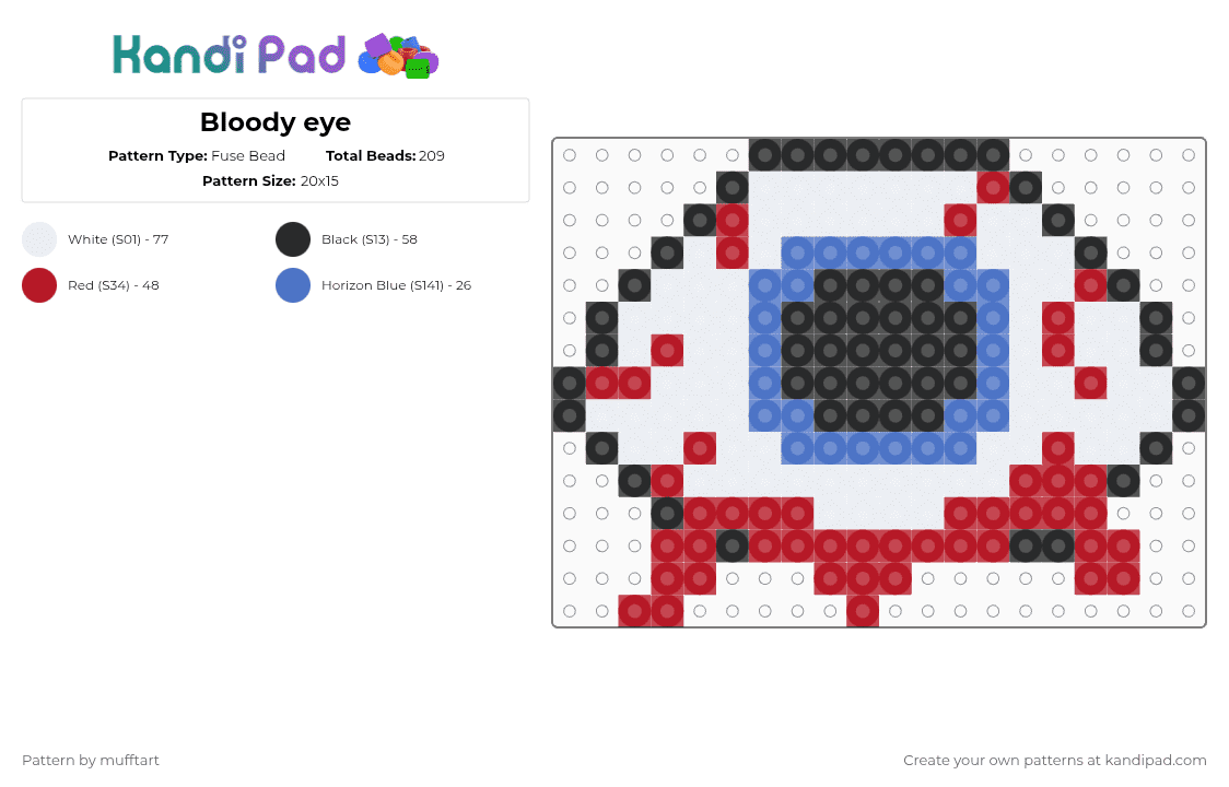 Bloody eye - Fuse Bead Pattern by mufftart on Kandi Pad - red,blue
