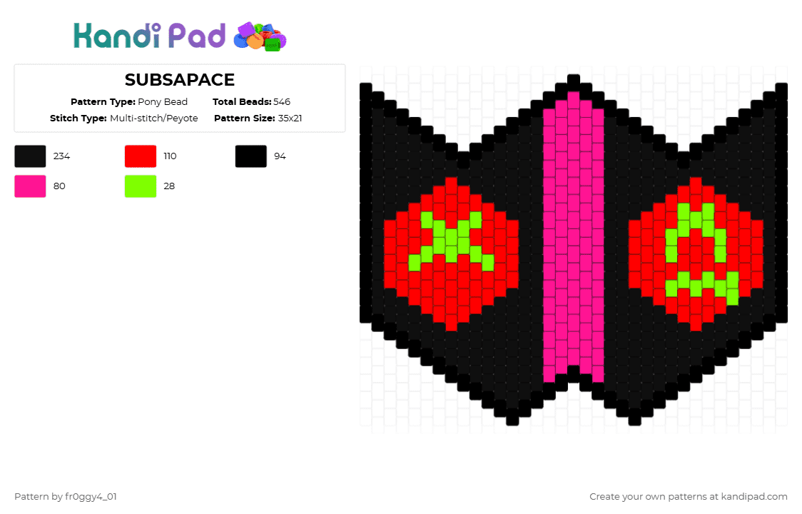 SUBSAPACE - Pony Bead Pattern by fr0ggy4_01 on Kandi Pad - black,red,pink