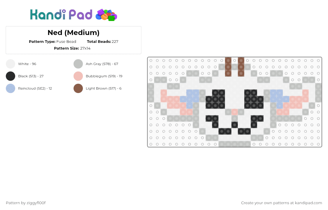 Ned (Medium) - Fuse Bead Pattern by ziggyfl00f on Kandi Pad - beige,twenty one pilots,ned,music,skeleton clique,twenty one pilots ned,mythical creature,album,white
