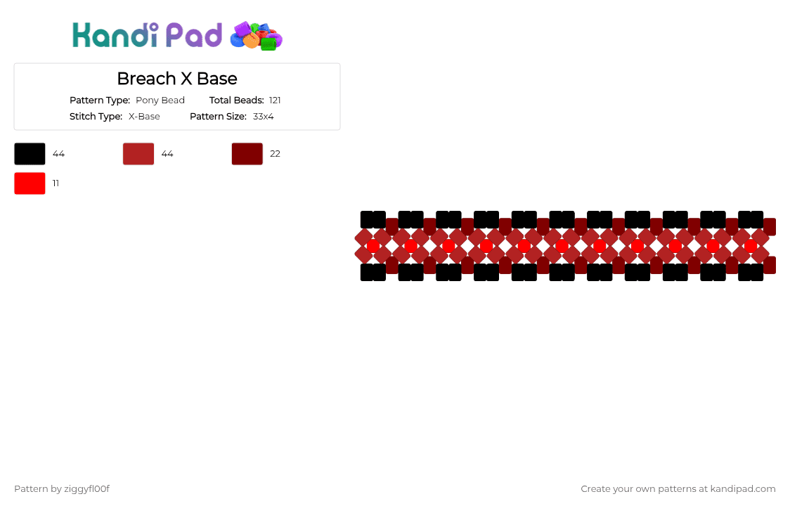 Breach X Base - Pony Bead Pattern by ziggyfl00f on Kandi Pad - brown,red,twenty one pilots,breach,album,music,black,clancy,x base