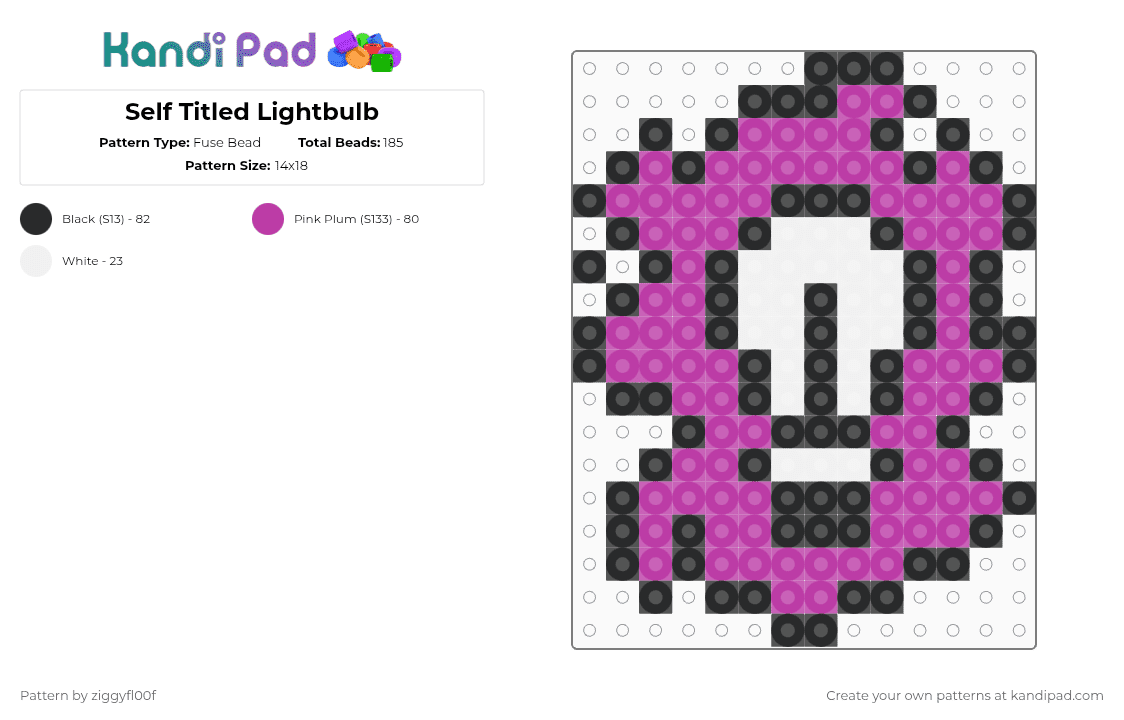 Self Titled Lightbulb - Fuse Bead Pattern by ziggyfl00f on Kandi Pad - twenty one pilots,self titled,music,logo,symbol,purple,lightbulb