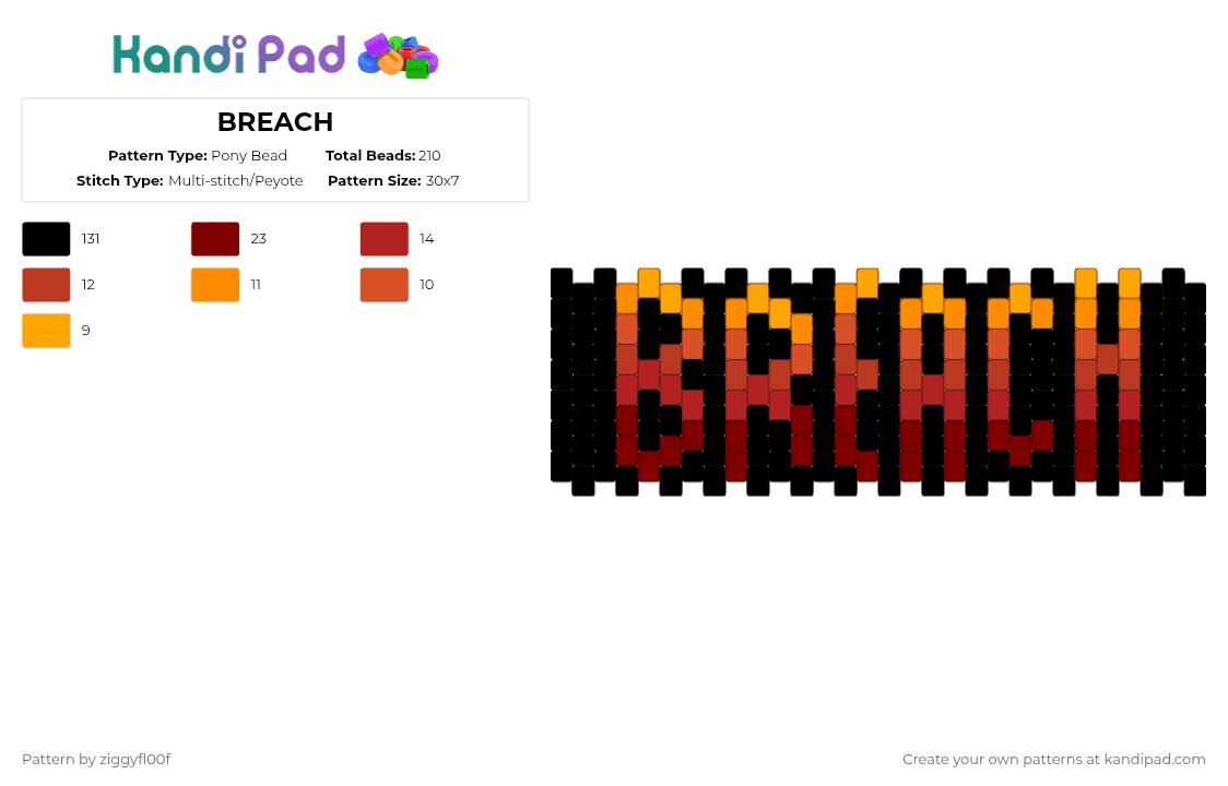 BREACH Cuff - Pony Bead Pattern by ziggyfl00f on Kandi Pad - black,red,twenty one pilots,breach,album,cuff