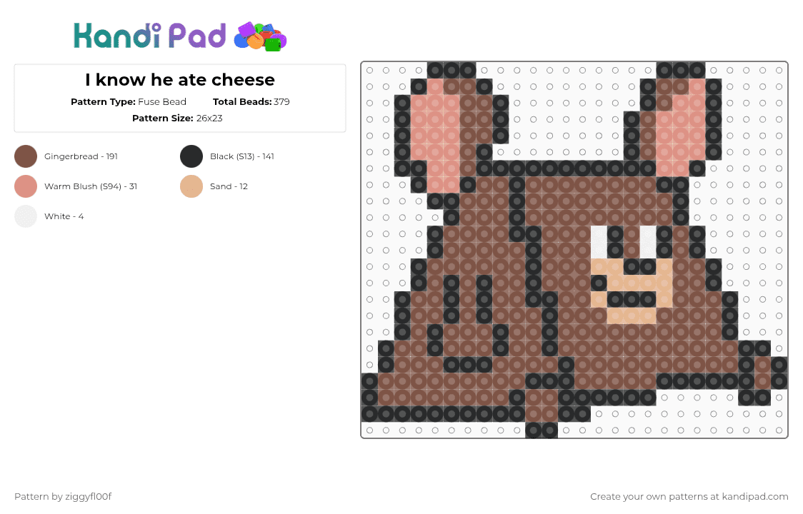 I know he ate cheese - Fuse Bead Pattern by ziggyfl00f on Kandi Pad - tan,tom and jerry,jerry,cheese,meme,mouse,lol,fuse beads,perler beads