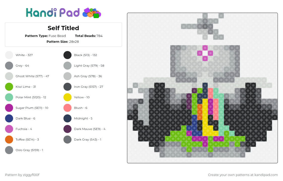 Self Titled - Fuse Bead Pattern by ziggyfl00f on Kandi Pad - twenty one pilots,album,self titled,music,fuse beads,white,grey
