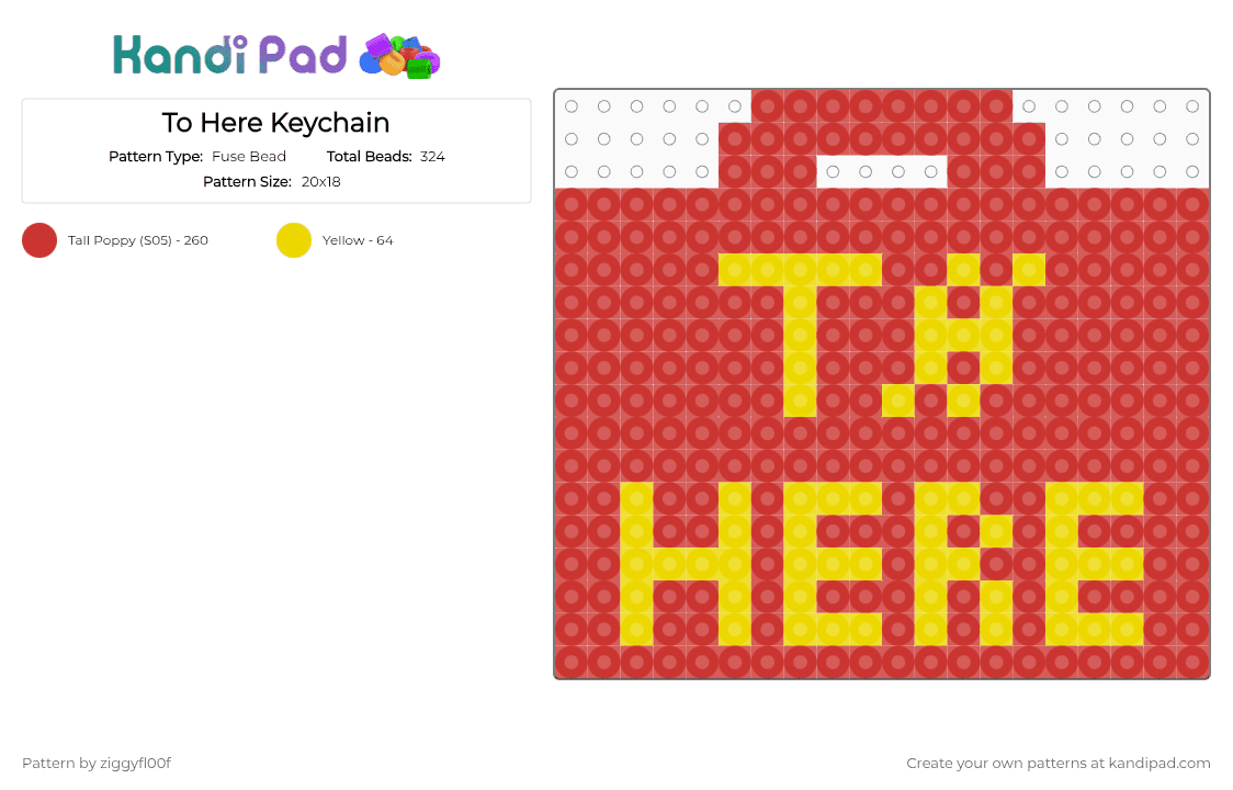 To Here Keychain - Fuse Bead Pattern by ziggyfl00f on Kandi Pad - red,twenty one pilots,music,concert,skeleton clique,twenty one pilots clique,yellow