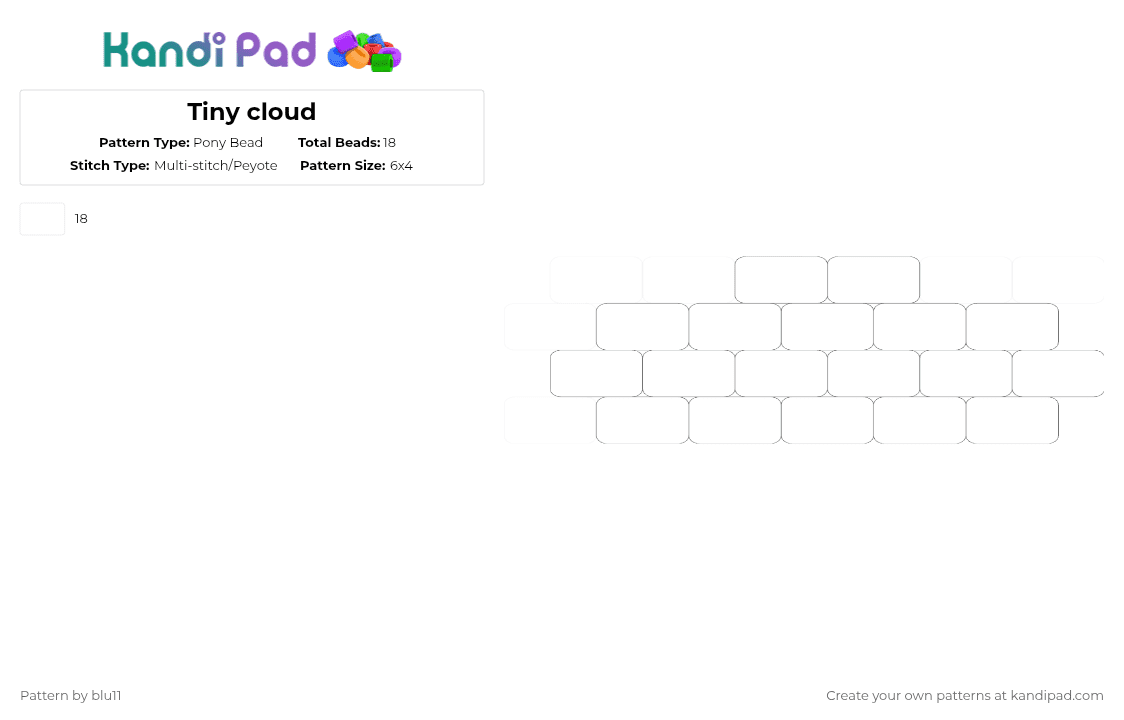Tiny cloud - Pony Bead Pattern by blu11 on Kandi Pad - white,small,tiny,sky,cloud,earring,not many beads