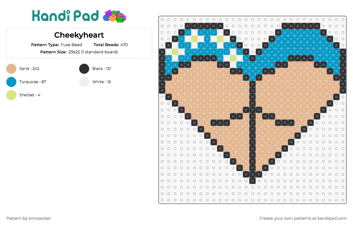Cheekyheart - Fuse Bead Pattern by smotpoker on Kandi Pad - booty,heart,cheeky,playful,funny,love,fun,tan,blue
